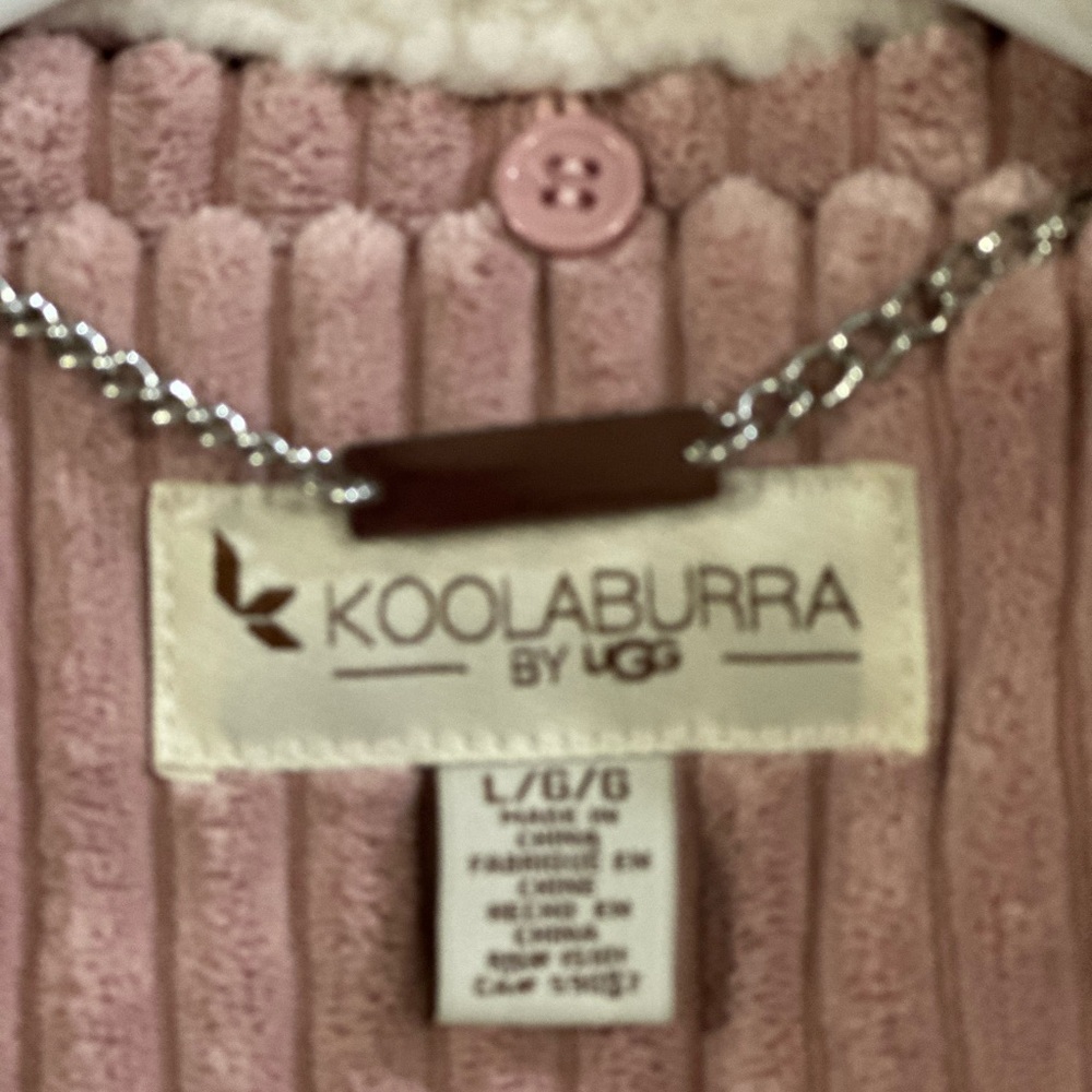 Koolaburra Pink Corduroy Jacket with White Sherpa Collar - Picture 2 of 5